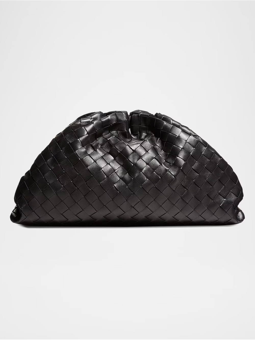 Bottega Veneta Black Intrecciato Woven Leather Clutch